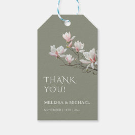 Etiquetas Para Regalos Agradecimiento de boda de magnolia de arte fino