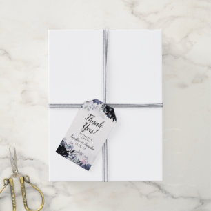 Etiquetas Para Regalos Agradecimiento de Boda Floral Nocturno Azul Marino