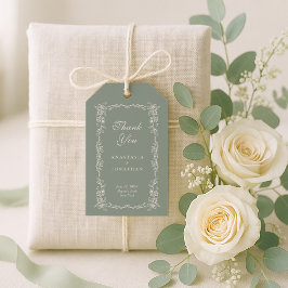 Etiquetas Para Regalos Agradecimiento de Boda Floral Vintage Verde Salvia
