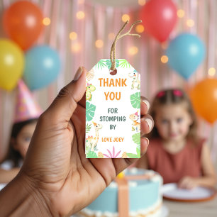 Etiquetas Para Regalos Agradecimiento de Cumpleaños del divertido Jurásic