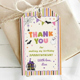 Etiquetas Para Regalos Agradecimiento de cumpleaños espeluznante y colori