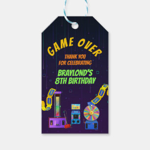 Etiquetas Para Regalos Agradecimiento de cumpleaños por juegos y arcade