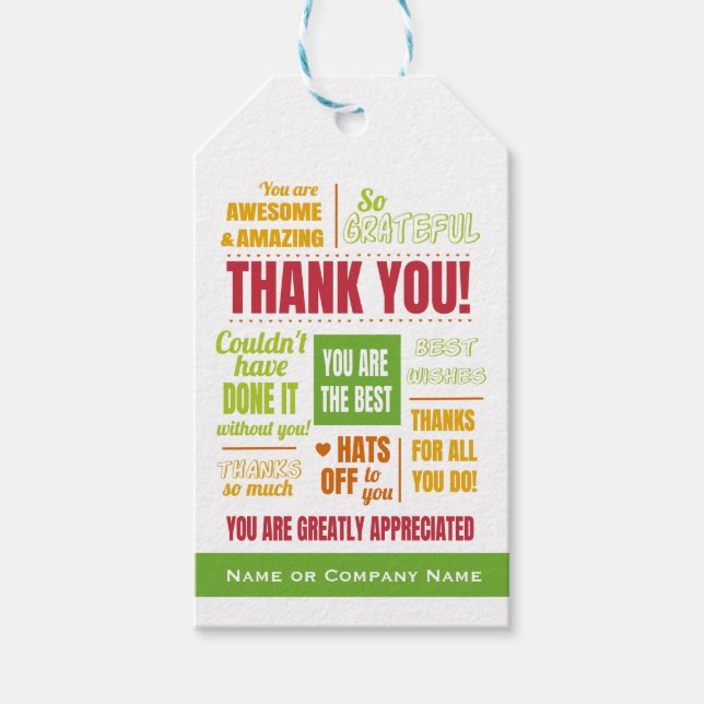 Etiquetas Para Regalos Agradecimiento del personal de negocios Gracias (Anverso)