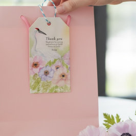 Etiquetas Para Regalos Agradecimiento Ducha Nupcial Grulla Anémonas