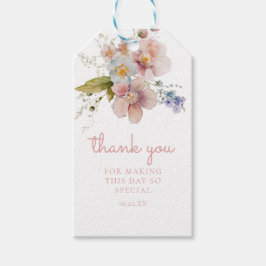 Etiquetas Para Regalos Agradecimiento Floral de Acuarela Rosa Pálido