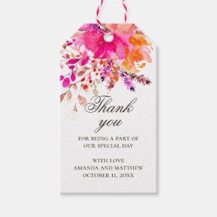 Etiquetas Para Regalos Agradecimiento floral rosa acuarela. Boda elegante