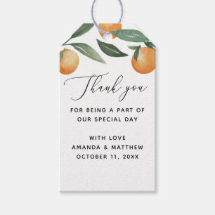 Etiquetas Para Regalos Agradecimiento Naranja Acuarela. Boda de Cítricos