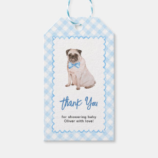 Etiquetas Para Regalos Agradecimiento para Baby Shower de perro a cuadros