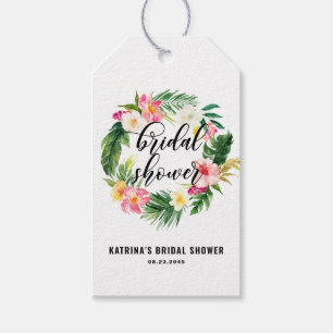 Etiquetas Para Regalos Agua Tropical Floral Wreath Brillante