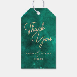 Etiquetas Para Regalos Agua verde esmeralda y Boda de oro gracias