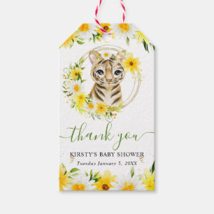 Etiquetas Para Regalos Aguada en acuarela Cumpleaños de bebé de tigre flo