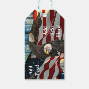 Etiquetas Para Regalos Águila calva americana Bandera de Estados Unidos