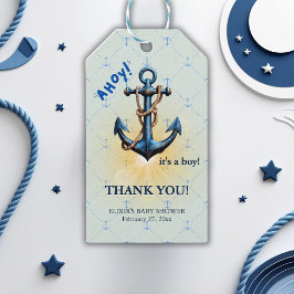 Etiquetas Para Regalos ¡Ahoy azul moderno! Anchor Nautical Baby Shower