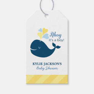 Etiquetas Para Regalos Ahoy, es un Baby Shower de ballena náutica de boy 
