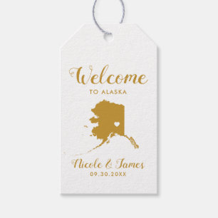 Etiquetas Para Regalos Alaska Map Boda Bag Welcome Gold