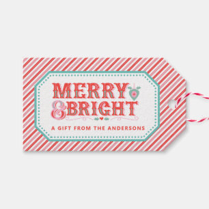 Etiquetas Para Regalos Alegre Santa Face Merry y Bright
