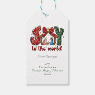 Etiquetas Para Regalos Alegría al mundo Feliz Navidad Escena del Pesebre
