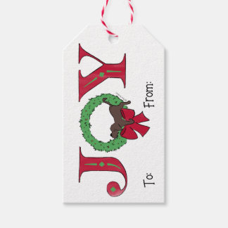 Etiquetas Para Regalos Alegría Cachorro Lindo Corona Festiva Clásica Navi