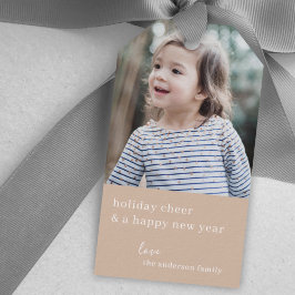 Etiquetas Para Regalos Alegría de fiesta | Elegantes Navidades Foto Taupe