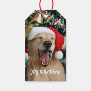 Etiquetas Para Regalos Alegría del perro de oro a los Navidades del mund