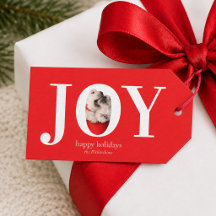 Alegría Navidad Moderna Personalizada Foto Rojo Fi