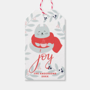 Etiquetas Para Regalos Alegría. Navidades de pelo gato / animal feriado d
