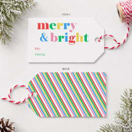 Etiquetas Para Regalos Alegría Navideña Moderna Colorida y Brillante