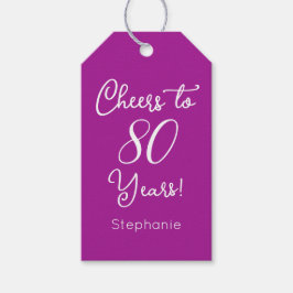 Etiquetas Para Regalos Alegría rosa oscuro a favor de cumpleaños por 80 a