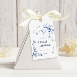 Etiquetas Para Regalos Algo Floral Azul Bow Brillante Ducha