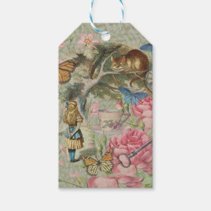 Etiquetas Para Regalos Alice Gato de Cheshire Jardín del Árbol de Wonderl