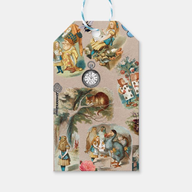 Etiquetas Para Regalos Alicia en personajes del gato de Cheshire en el pa (Anverso)