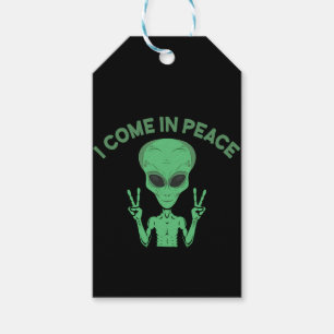 Etiquetas Para Regalos Alienígena Verde Que Vengo En Paz OVNI Extraterres