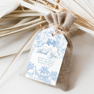 Etiquetas Para Regalos All Blue Toile Safari Animal Baby Shower