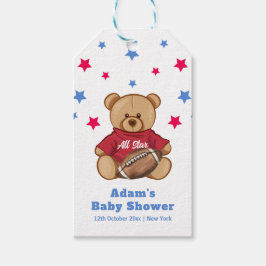 Etiquetas Para Regalos All Star Teddy Bear Football Sport Baby Shower
