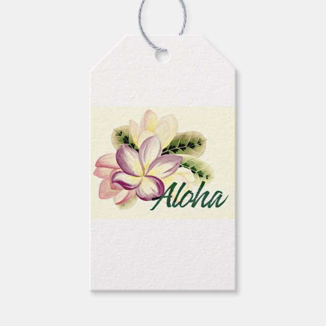 Etiquetas Para Regalos Aloha Plumeria (Anverso)