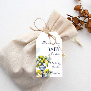 Etiquetas Para Regalos Amalfi italiano jarrón azul limón bebé ducha