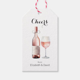 Etiquetas Para Regalos Amante del Vino Rosado Brindo por Ti 
