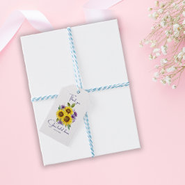 Etiquetas Para Regalos Amarilla violeta flor silvestre girasol acuarela