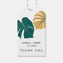 Etiquetas Para Regalos Amarillo Monstera Tropical | Boda Gracias FAVOR