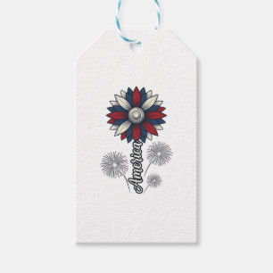 Etiquetas Para Regalos América Patriótica Flor Fuegos Artificiales Diseño