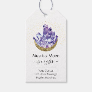 Etiquetas Para Regalos Amethyst Crystal Cluster Gold Crescent Moon Mystic
