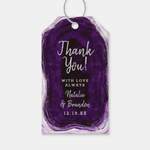 Etiquetas Para Regalos Amethyst Purple & Silver Geode Boda Gracias