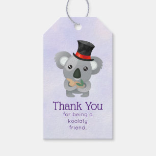 Etiquetas Para Regalos Amigo de Koalaty, Pun Cute Koala en el Top Hat Gra