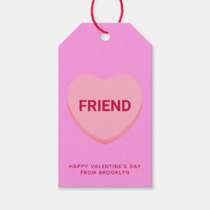 Etiquetas Para Regalos Amigo rosa linda conversación corazón de San Valen