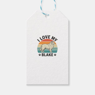 Etiquetas Para Regalos Amo a mi perro Blake Diseño de grabado retro_1