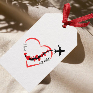 Etiquetas Para Regalos Amo a mi piloto, corazón, aviación, aeronaves, avi