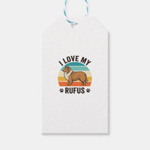 Etiquetas Para Regalos Amo a mi Rufus Diseño de perro vintage_1