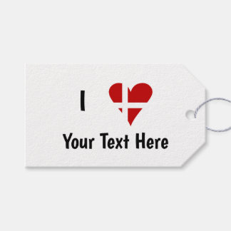 Etiquetas Para Regalos Amo (Corazón Bandera Danesa) Texto Personalizado