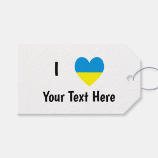 Etiquetas Para Regalos Amo (Corazón Bandera de Ucrania) Texto Personaliza