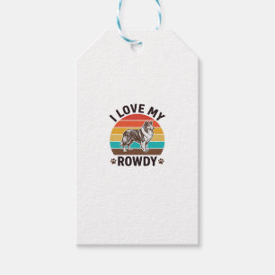 Etiquetas Para Regalos Amo mi diseño de perro Collie vintage alborotado_1
